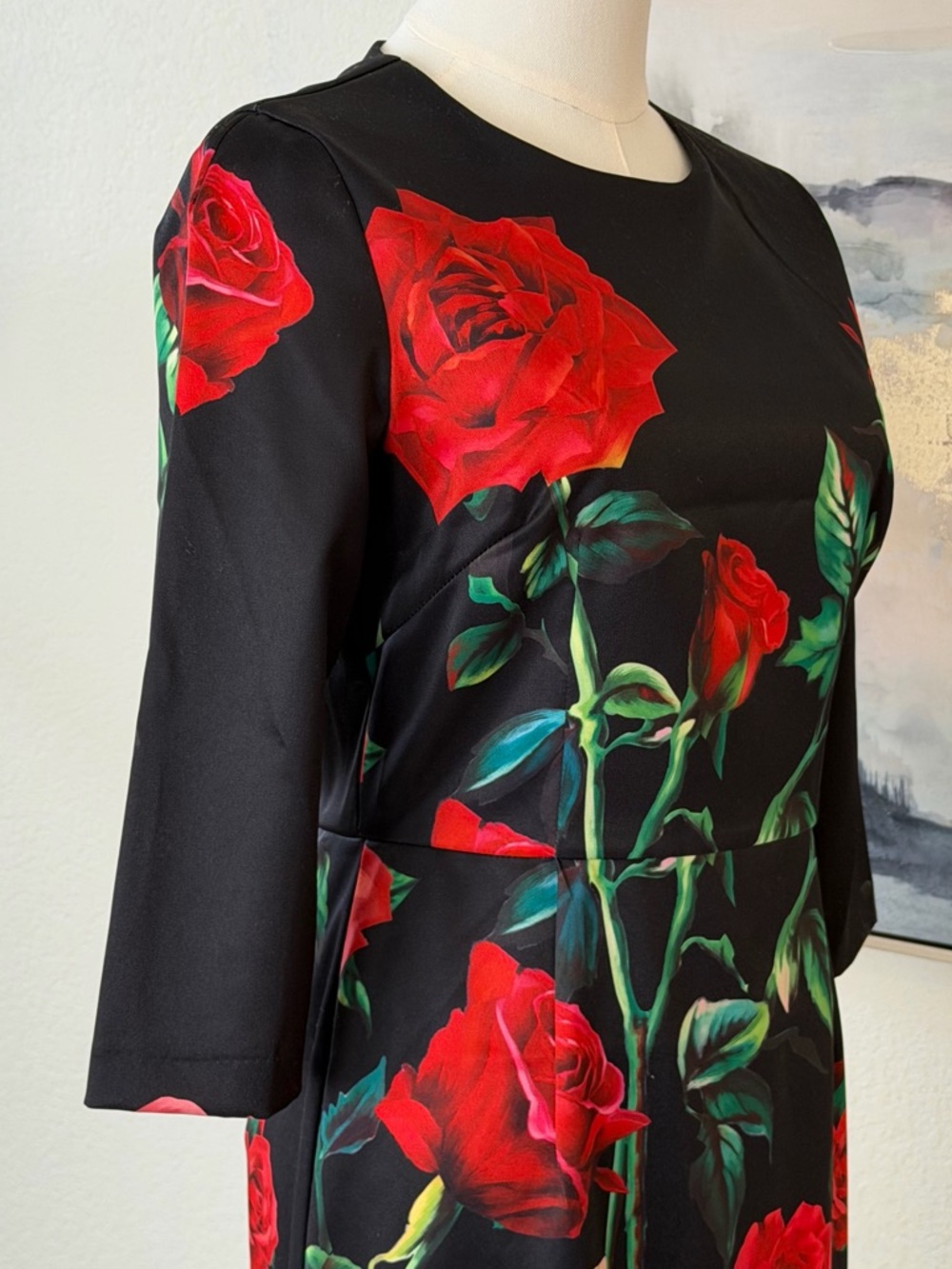 Black Sheath Dress Red Rose
Print Elegant Floral Midi - Designer Inspired - Picture 5 of 16